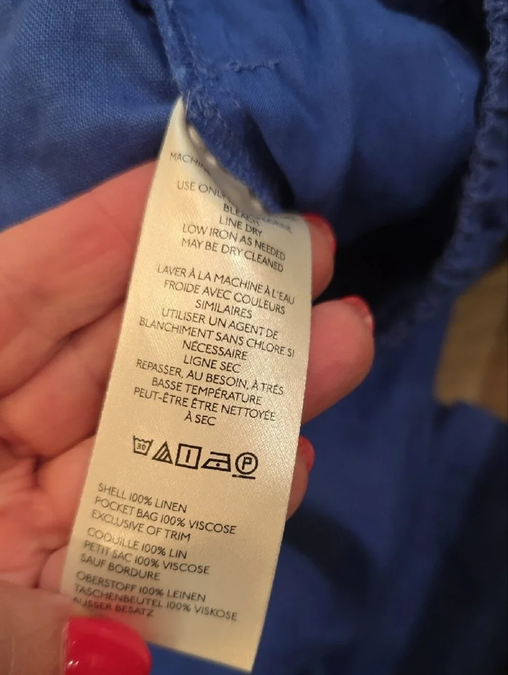 Anthropologie NWT Sz L Blue/Purple Wide-Leg Pull-On Linen Pants